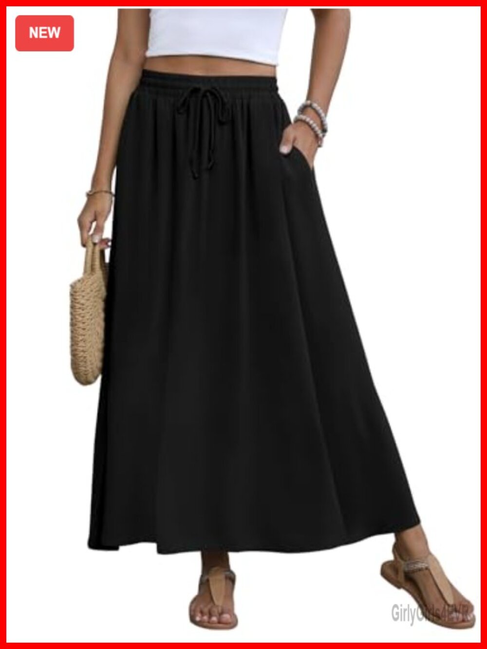 Pleated Chiffon Maxi Skirt High Waist A-Line Flowy Summer 2025